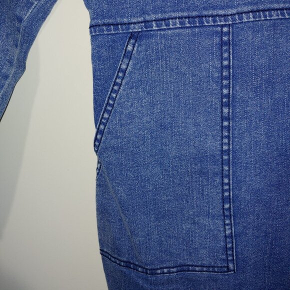 Wild Fable Stone Wash Collared Zip-front Denim Utility Jumpsuit Long Sleeve Sz L - Picture 6 of 10